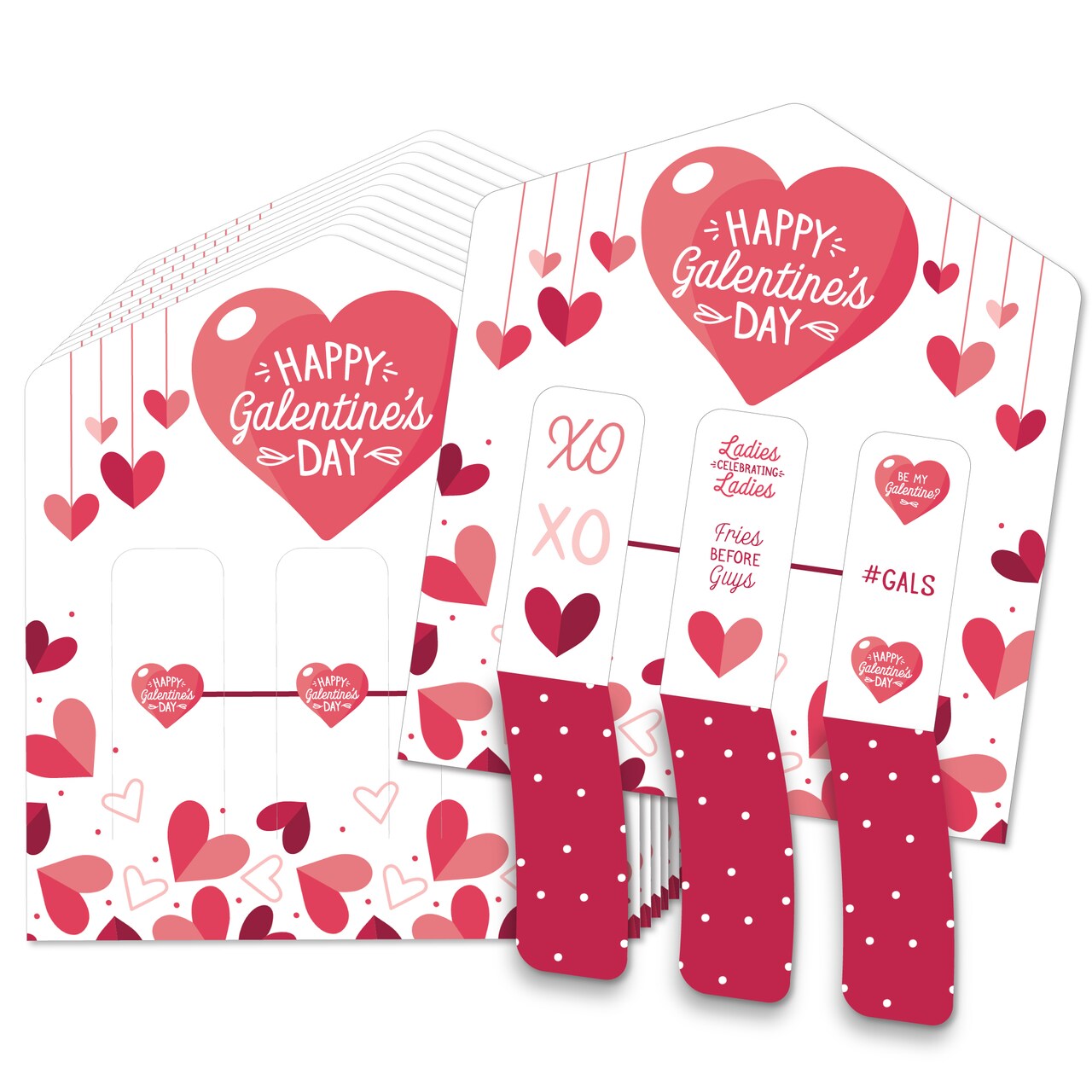 Big Dot of Happiness Happy Galentine's Day - Valentine's Day Party Game Pickle Cards - Pull Tabs 3-in-a-Row - Set of 12